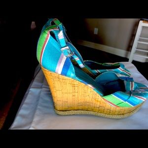 Stripped wedges,size 8.5,blue, green+other colors